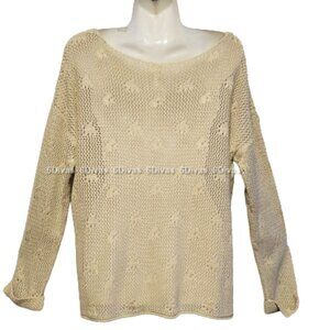 Sequin Sweater Cardigan  Rib Knit Open Knit Sequin Glitter Sweater - Size L